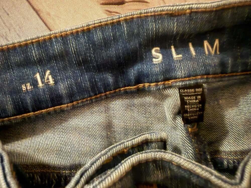White House Black Market Slim Size 14 Distressed Beaded Jeans